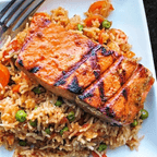 Best Grilled Salmon with Rice and Vegetables in Bridgeport, CT